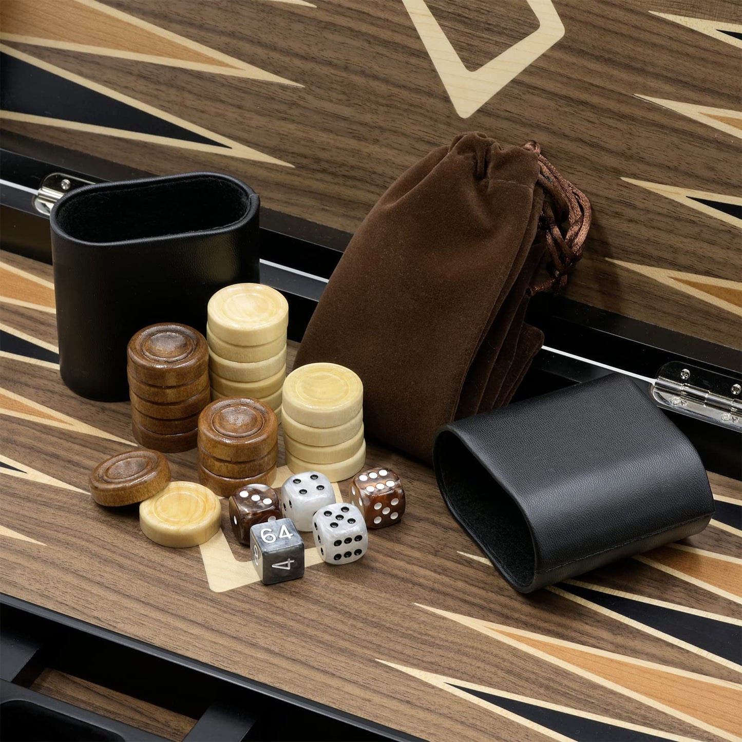 Woodronic 19'' Wooden Backgammon Set For Adults, Folding Tournament Board Game, Best Strategy Game And Smart Game Of Tactic For