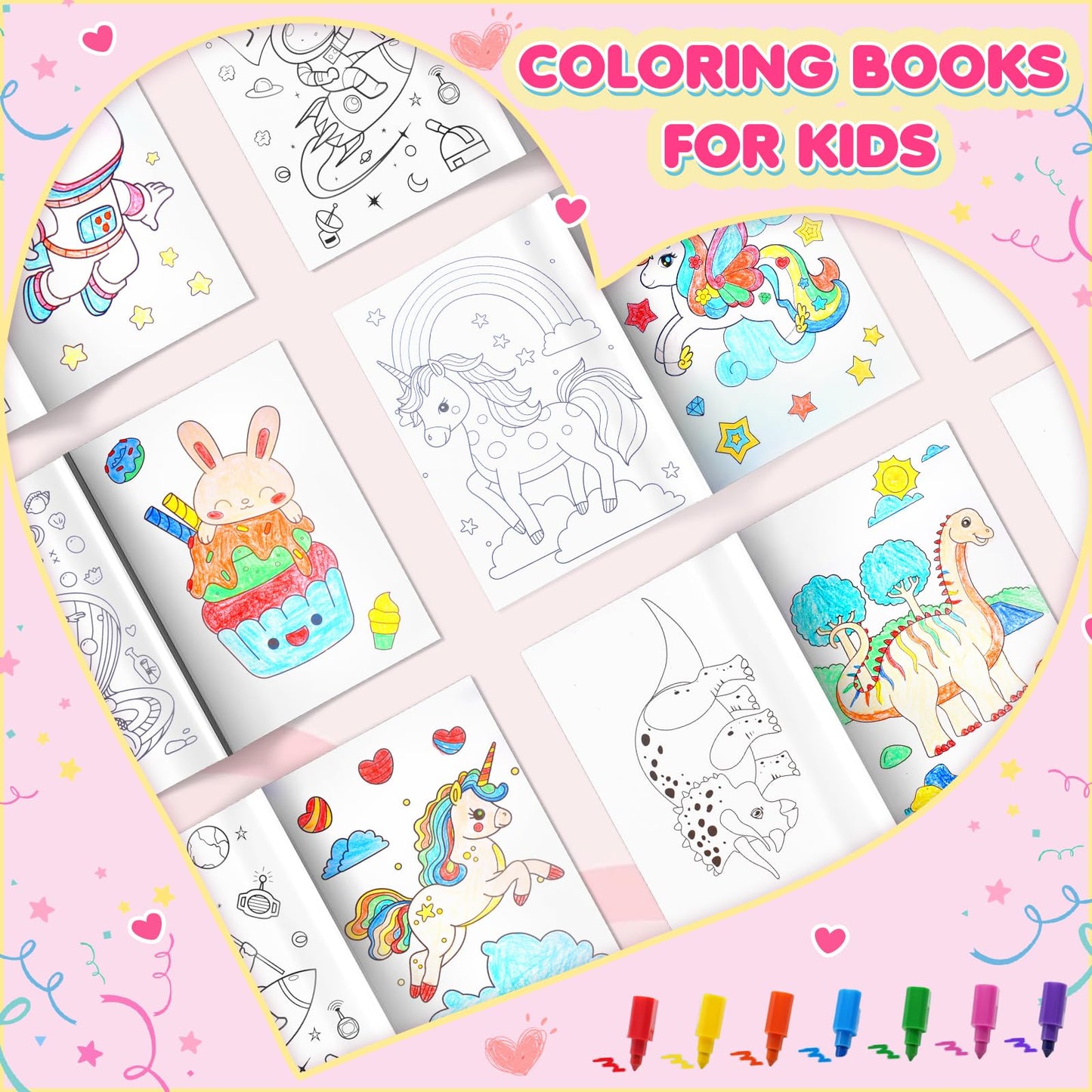 digi Valentines Day Gifts for Kids, 24 Pack Coloring Books for Kids with Colorful Valentines Day Cards, Classroom Exchange Party
