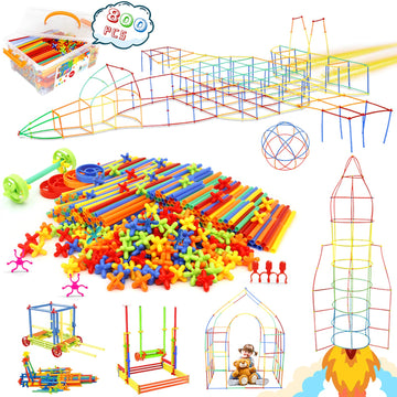 Ggiibro Straw Constructor Toys Stem Building Toys 800Pcs Toys For 3+ Year Interlocking Plastic Toys Engineering Toys Thin Tube B