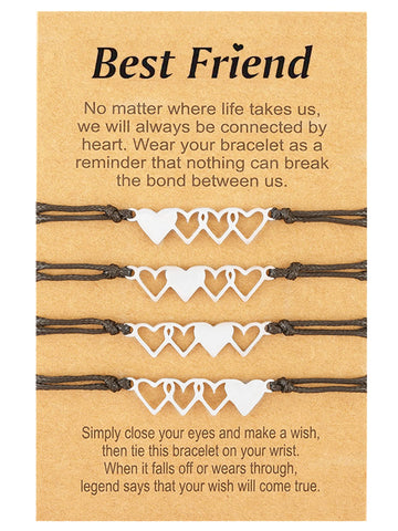 Your Always Charm 2/3/4/5 Pcs Best Friend Bracelets Friend Gifts Friendship Bracelets Matching Heart Bracelets Set with Card for