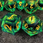 HAOMEJA DND Resin Dice Beholder's Dragon Eye Dice Liquid Core Dice Set with Gift Dragon Eye Bag, Sharp Edges Dice Set 7 PCS Appl
