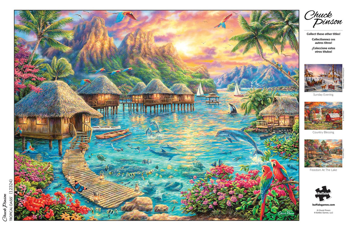 Buffalo Games 1000 Piece Jigsaw Puzzle - Tropical Oasis - Challenging Large Puzzle - Multicolor - Model 12324