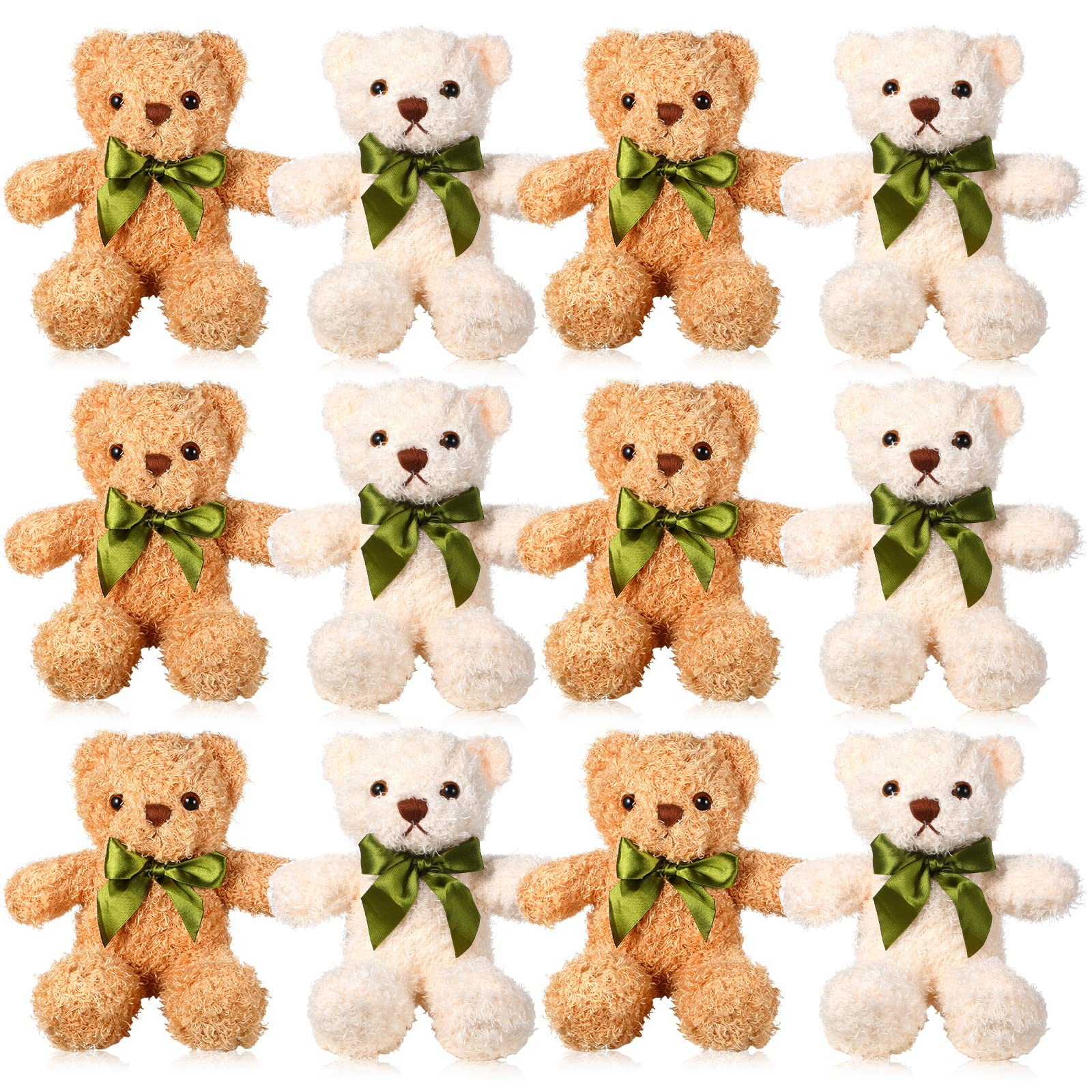 Hydren 12 Pack Bear Stuffed Animals Bulk 10 Inch Plush Bear Toy Small Stuffed Bears With Bow Tie For Baby Shower Centerpieces We