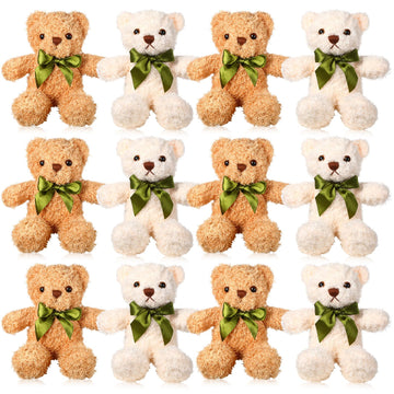 Hydren 12 Pack Bear Stuffed Animals Bulk 10 Inch Plush Bear Toy Small Stuffed Bears With Bow Tie For Baby Shower Centerpieces We