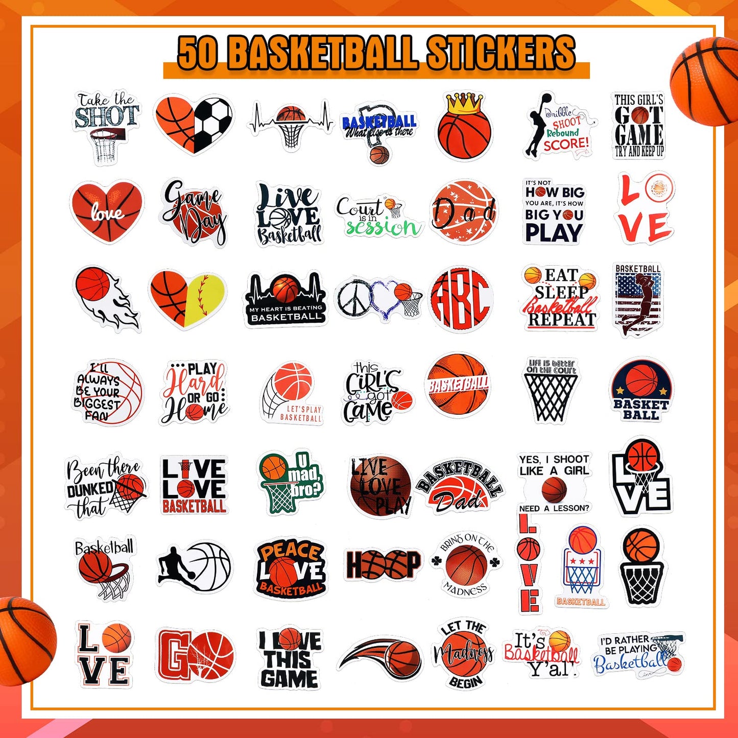 Aoriher 122 Pcs Basketball Party Favors, Includes Basketball Stampers, Hoop Pens, Mini Pencil Erasers, Stickers, Self Inking Sta