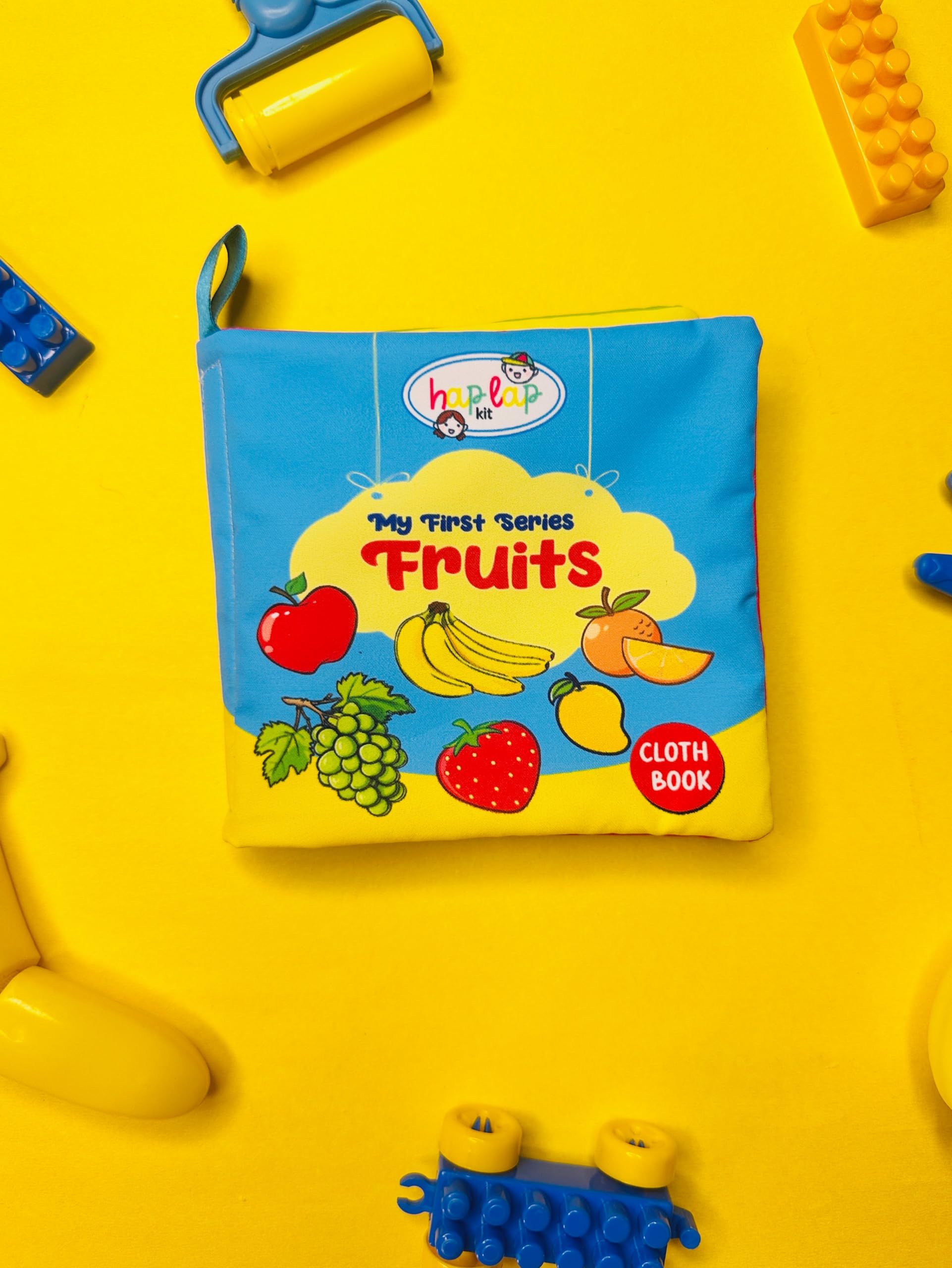 Haplap Kit  Soft Cloth Book For Babies  Crinkle Sound  Sensory Learning Toy  Montessori Tummy Time Toy  02 Years (Fruits)