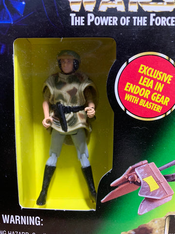 Star Wars - Power Of The Force - Speeder Bike With Princess Leia Organa In Endor Gear