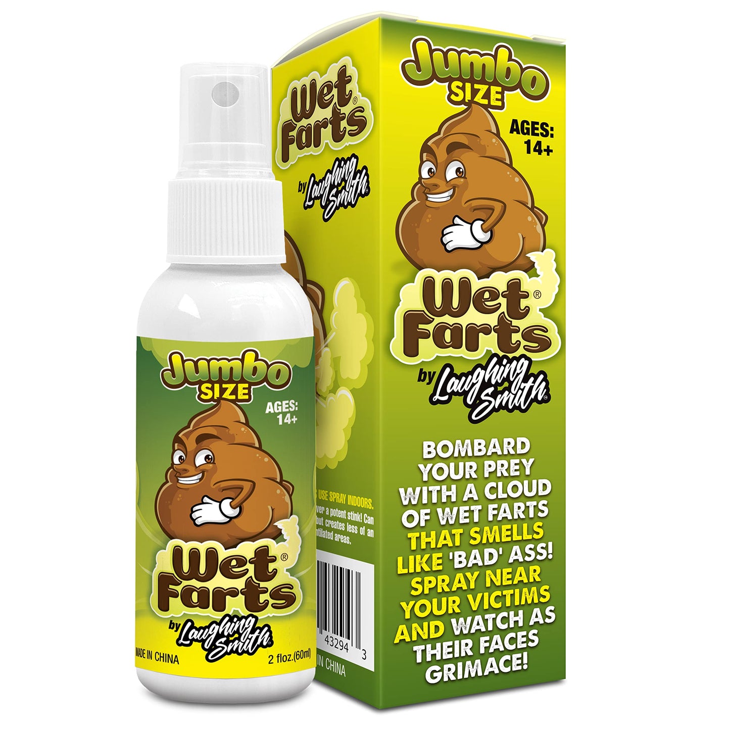 Laughing Smith Wet Farts Jumbo 60ml - Potent Fart Spray - Hilarious Gag Gift for Adults & Kids - Extra Strong Stink, Non-Toxic