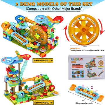 COUOMOXA Marble Run Building Blocks - Montessori STEM Toys for Kids 4-8, Classic Color, Ideal Christmas & Birthday Gifts