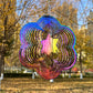 Dinoneyi Wind Spinner Outdoor Metal 3D Wind Spinner Hanging Yard Garden Decor Gifts Stainless Steel Six-Pointed Star Spinners Wi