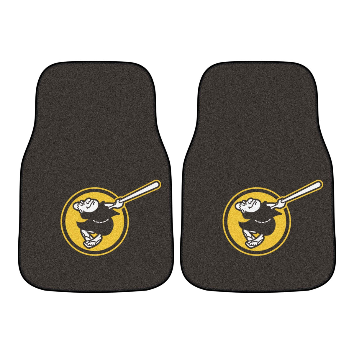 FANMATS 22336 San Diego Padres Front 2-Piece Team Logo Carpet Car Mat Set, Front Row Automotive Floor Mats, Non-Slip Backing, Te