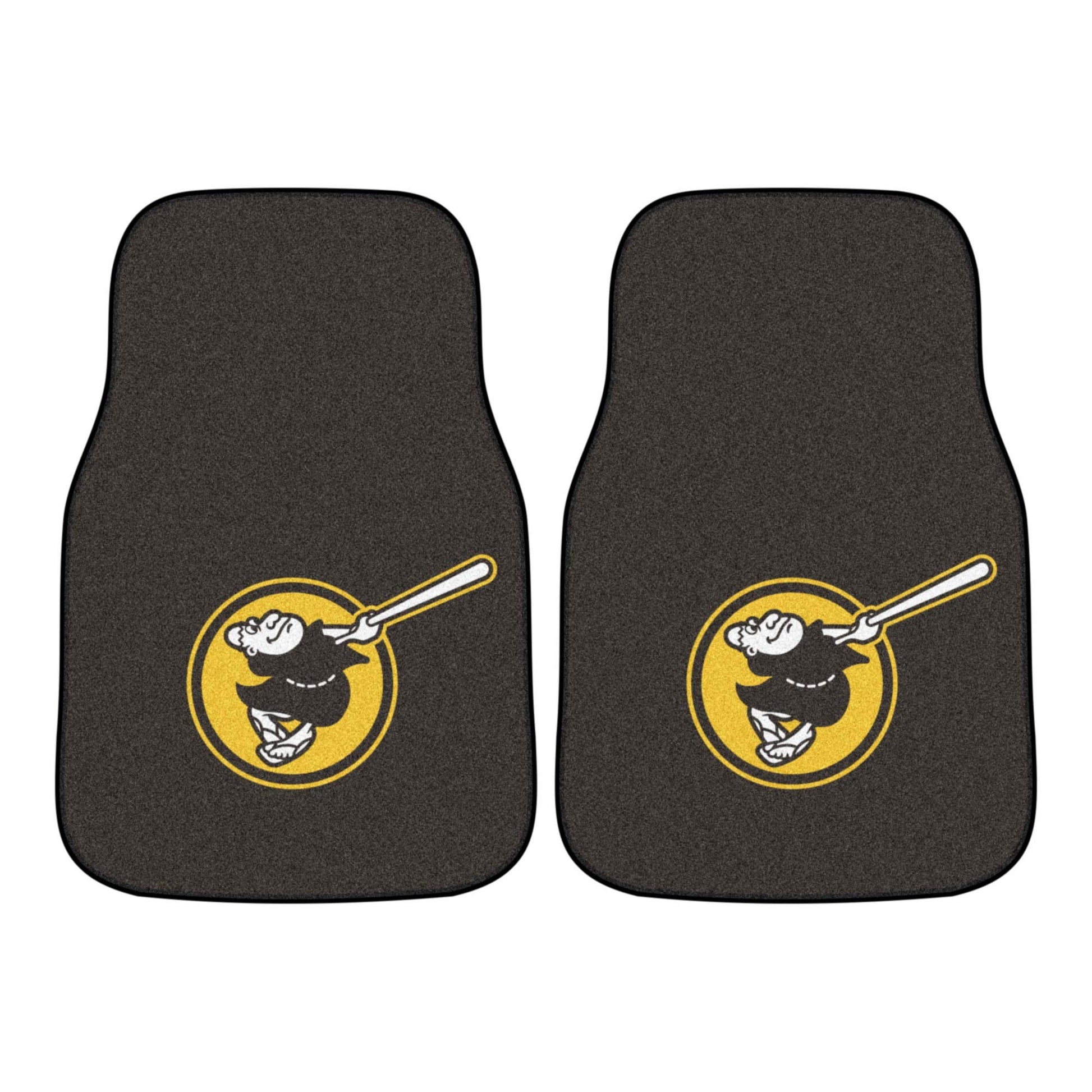 FANMATS 22336 San Diego Padres Front 2-Piece Team Logo Carpet Car Mat Set, Front Row Automotive Floor Mats, Non-Slip Backing, Te