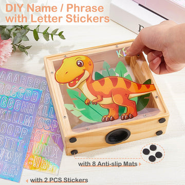 Piggy Bank For Kids, Wooden Money Coin Bank For Boys And Girls, Dinosaur Unicorn Piggy Banks With Diy Stickers For Birthday, Easter Gifts (Orange)