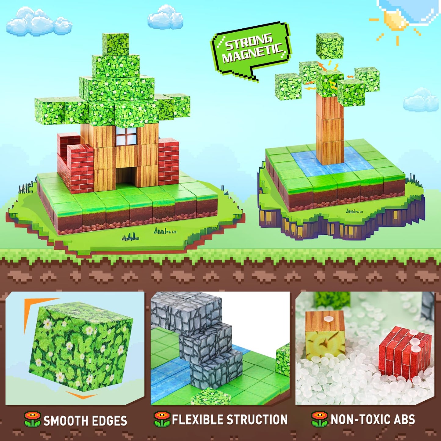 civan Magnetic Blocks - Magnetic Tiles Building Blocks Boys Toys Age 4-6 6-8  Kids Stem Montessori Sensory Game Toy  Christmas Birthday Gifts for Boys & Girls 3+ (63pcs)