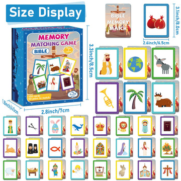 Gisgfim 50 Pairs Memory Matching Game Bible Concentration Games For Kids Educational A Fun & Fast Christian Bible Theme Memory M