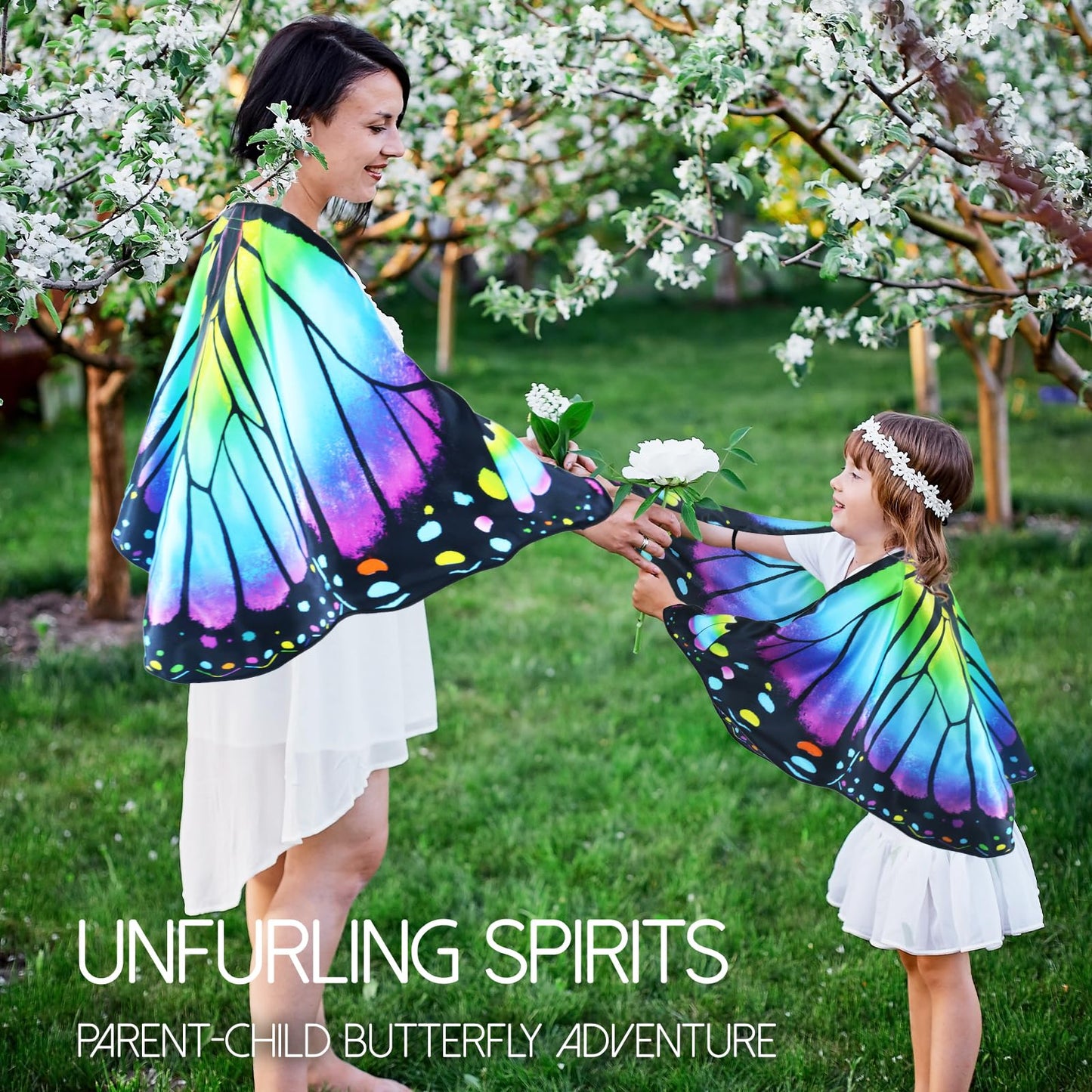 Irolwin Double Sided Kids-Butterfly-Wings For Toddler-Girls Fairy Dress Up Costume Butterfly Cape Headband Halloween Gifts