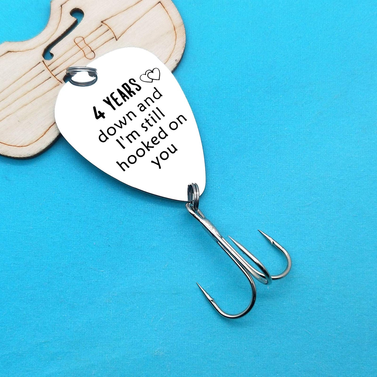 4Th Anniversary Fishing Lure Gifts For Him 4 Years Down And I'M Still Hooked On You 4 Year Anniversary Present For Boyfriend Husband Wedding Anniversary Valentines Day Gift For Men