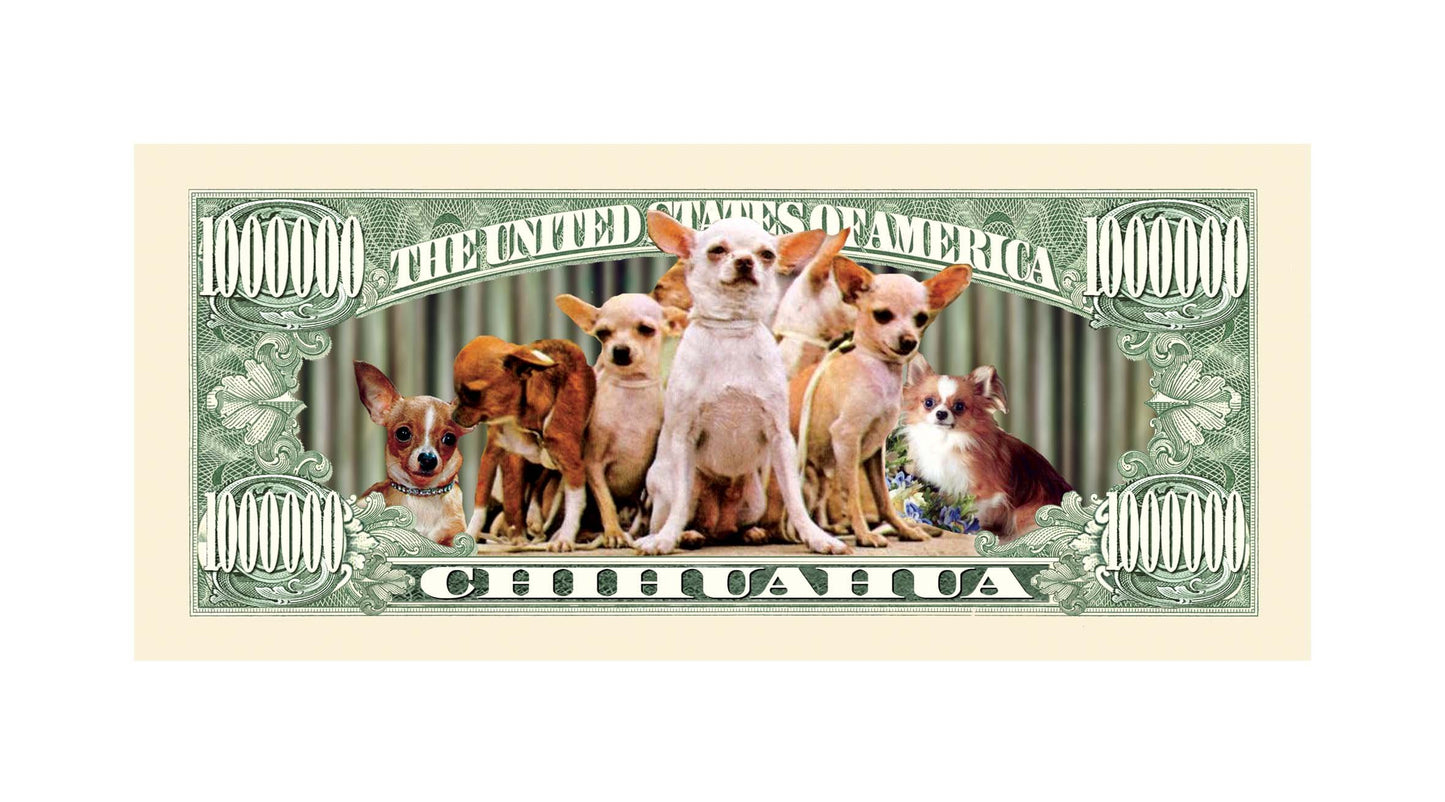 American Art Classics Chihuahua Million Dollar Novelty Bill Collectible - Collectible Novelty Million Dollar Bill In Currency Holder - Fun Gift For Chihuahua Lovers
