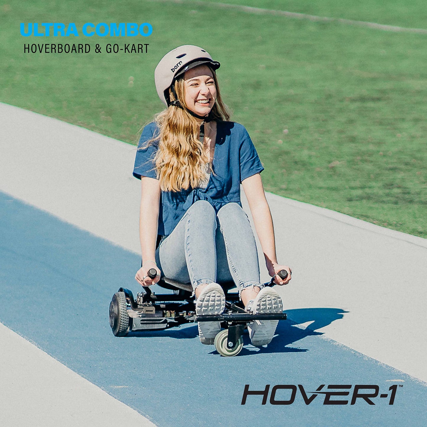 Hover-1 Ultra Electric Hoverboard Go Kart Combo - 7MPH, Black, Adjustable Frame, Easy Install, Model HY-ULT-CMB