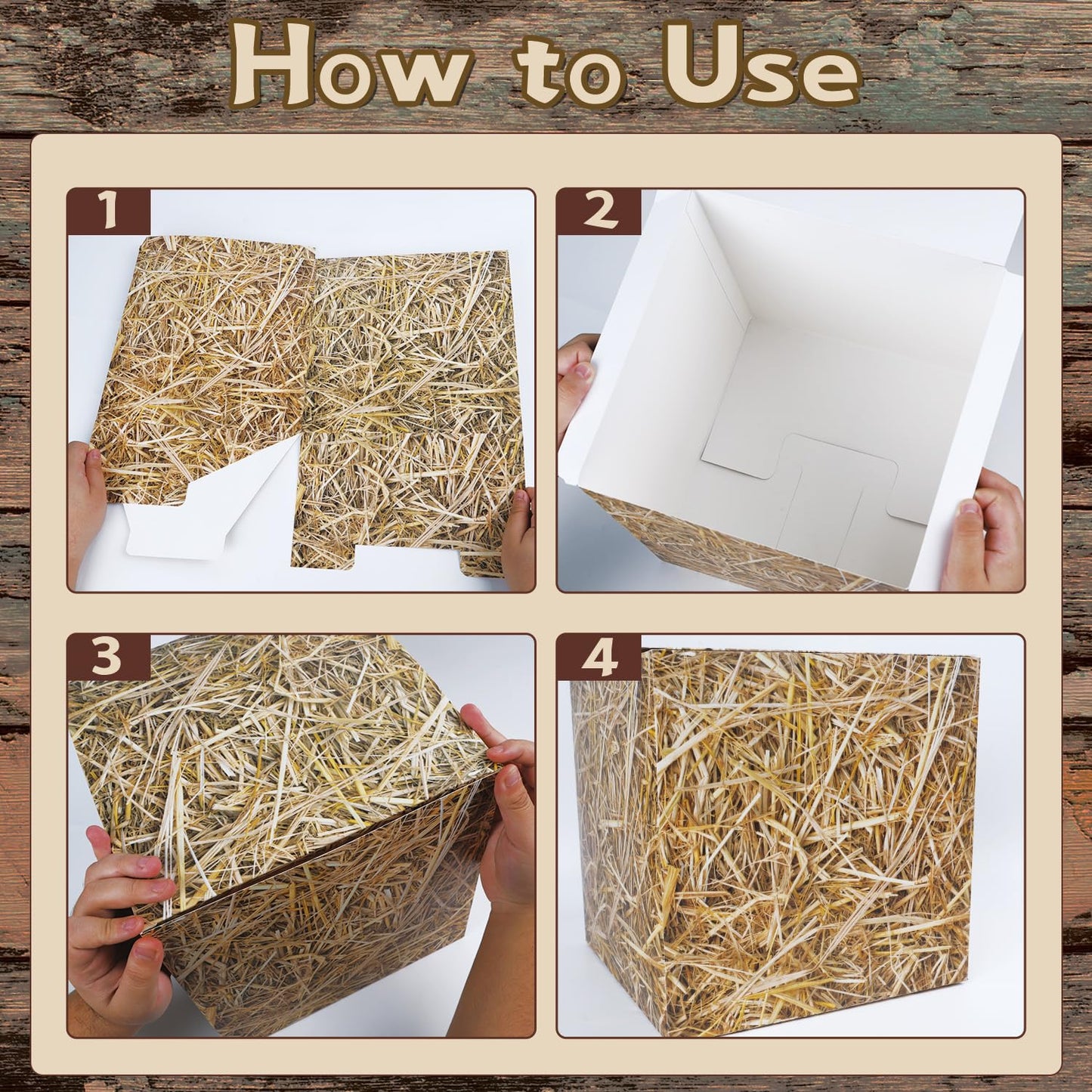 Gameza Western Hay Bales Boxes Decor, Western Cowboy Party Decorations Farm Trunk or Treat Car Hay Bales Wagon Wheel Decorations