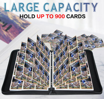 900 Pockets Trading Card Binder, Baseball Card Binder Album, Top Loading Pockets Card Collector Album, Pu Leather Card Collector