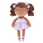 Gloveleya Baby Dolls Soft Snuggly Curly Hair Ballerina Doll First Baby Girl Gifts Plush Tanned Ballet Doll With Lace Mesh Dress Purple 14Inches Ballerina Series