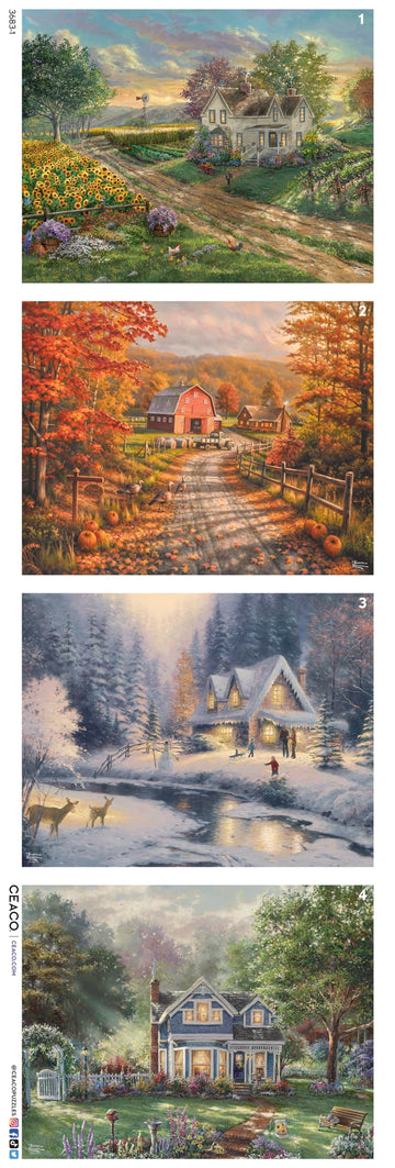 Ceaco - 4 In 1 Multipack - Thomas Kinkade - Seasons - (4) 500 Piece Jigsaw Puzzles