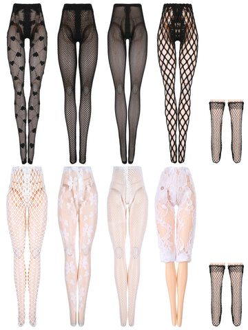 Sotiff 10 Pairs Doll Lace Stockings Handmade Long Sock Christmas Doll Accessories Legging For Diy Clothes Toy(Mesh Style)
