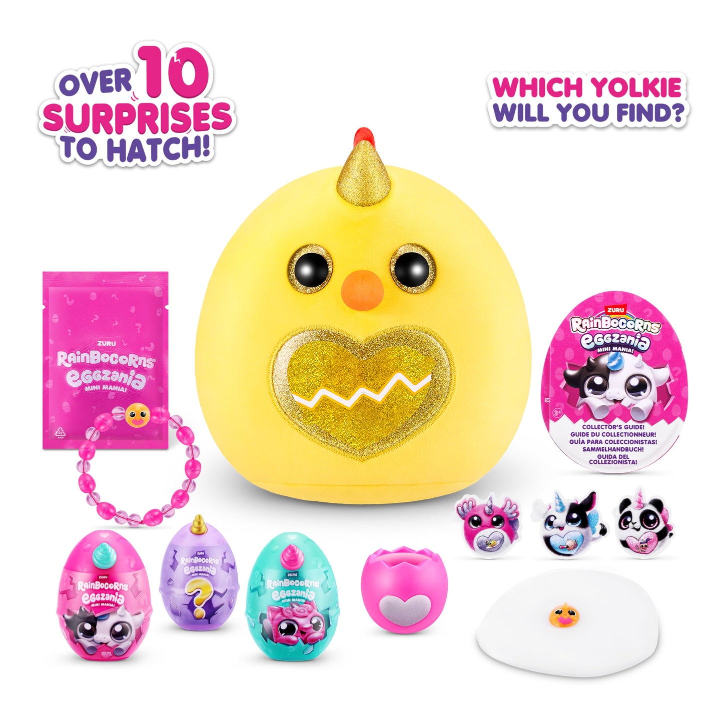 Rainbocorns Eggzania Mini Mania Chicken Plush Toy - Surprise Unboxing, Soft Cotton, Ideal for Girls, Model 9296D