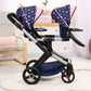 Bayer Design Dolls: Xeo Twin Pram: Stars Navy & Pink - Matching Handbag, Adjustable Handle, Dolls Up to 20, Ages 3+