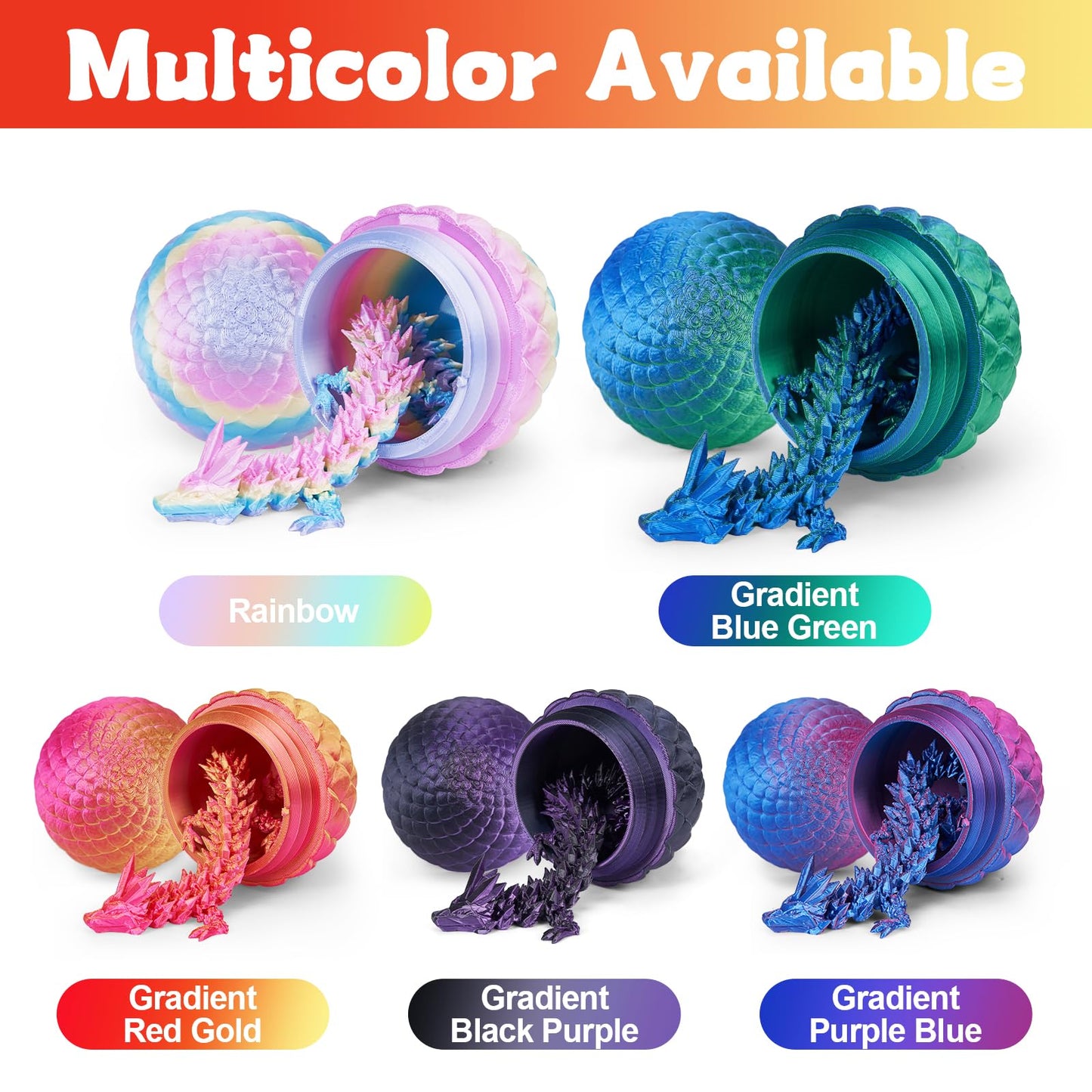 Easter Egg, 3D Printed Dragon Eggs with Dragon Inside, Articulated Dragon, Mystery Dragon Egg Fidget Toy, Surprise Easter Basket