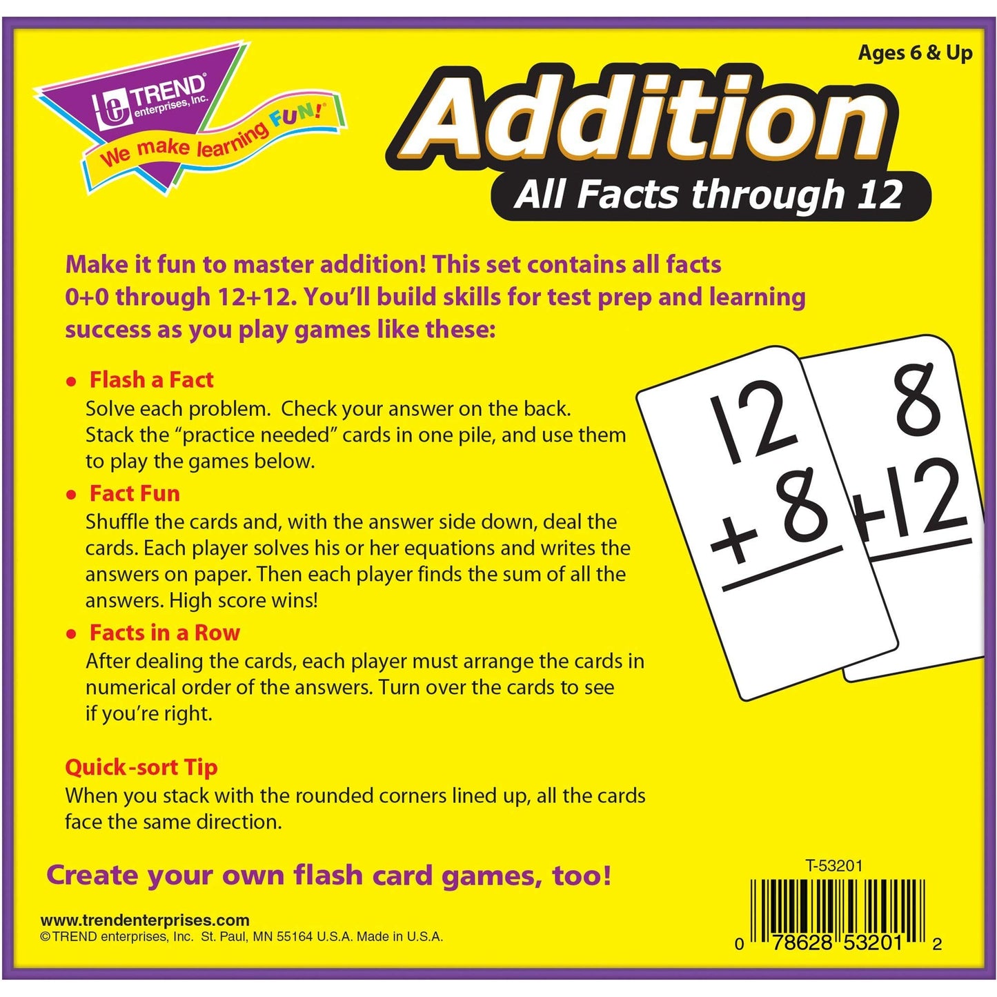 Flash Cards All Facts 169/Box 0-12 Addition -- Case Of 3