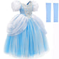 Cinderella Costume For Girls Blue Princess Dress For Girl Toddler Halloween Party Cosplay Costume Toddler Puffy Sleeve