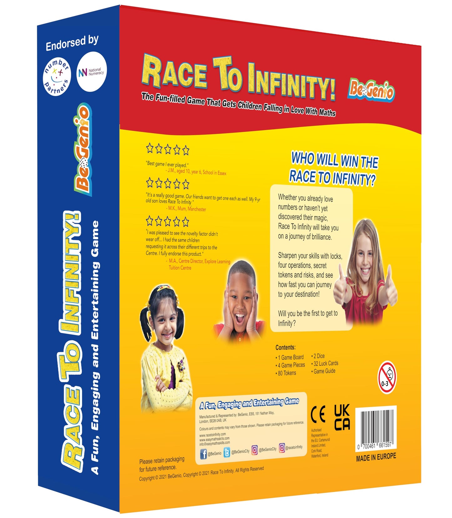 BeGenio - Race to Infinity, Math Games for Kids 6-12, Fun Educational Board Games, Multi-Level Tabletop Games, Table Top Board G