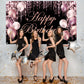 Rose Black Happy Birthday Banner Backdrop Large Yard Sign Background Its My Birthday Backdrop Baby Shower Party Indoor Outdoor