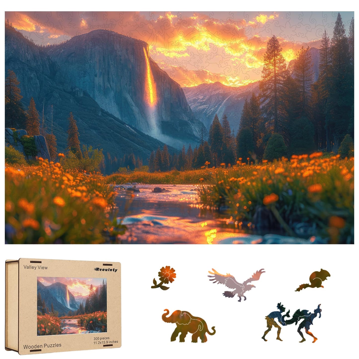 Reouinty Wooden Puzzle for mature-themed 300 Piece - Landscape Jigsaw Puzzle Home Decor  Grand Canyon  Valley View  Fountains  Great Christmas Thanksgiving Puzzle Gifts for mature-themed and Teens(15.9 * 11.2in)