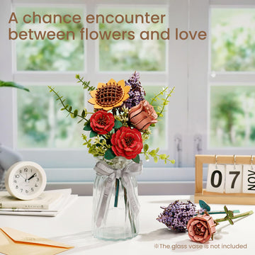 Robotime 3D Flowers Puzzle Wooden Bloom Box, Wood Craft Kits For Adults, Wooden Artificial Flower Decorations & Centerpieces For