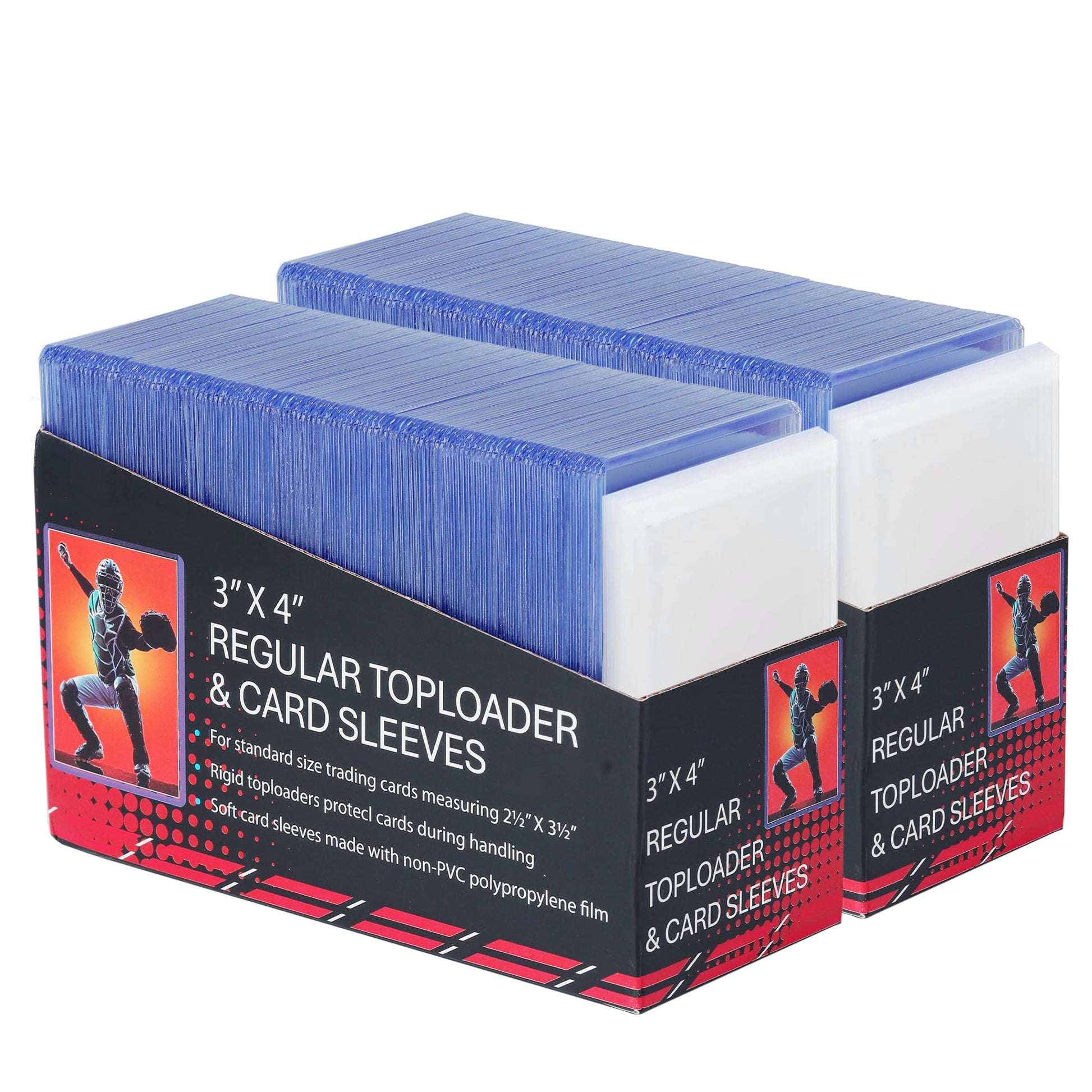 400 Card Sleeves Top Loaders for Cards 3X4 Baseball Card Protectors enhanced Toploaders for Cards Hard Plastic Card Holder for Trading Sports Football Game Cards (200 Hard Sleeves+200 Penny Sleeves)