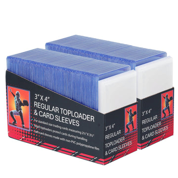 400 Card Sleeves Top Loaders for Cards 3X4 Baseball Card Protectors enhanced Toploaders for Cards Hard Plastic Card Holder for Trading Sports Football Game Cards (200 Hard Sleeves+200 Penny Sleeves)