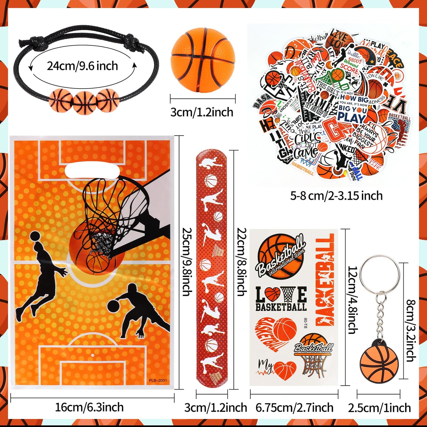 Kolewo4ever 295 Pieces Basketball Party Favors Supplies Set Bulk Sports Goodie Bag Fillers for Sports Party Gifts Bags (Basketba