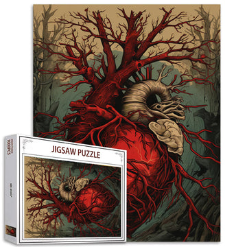 Human Organ 1000 Piece Jigsaw Puzzles for mature-themed Abstract Men Heart Painting Jigsaw Puzzle Body Structures 1000 Pieces Puzzles Game Nordics Wall Decor DIY Craft Anatomy Puzzle Art Hospital Decor(Grey)