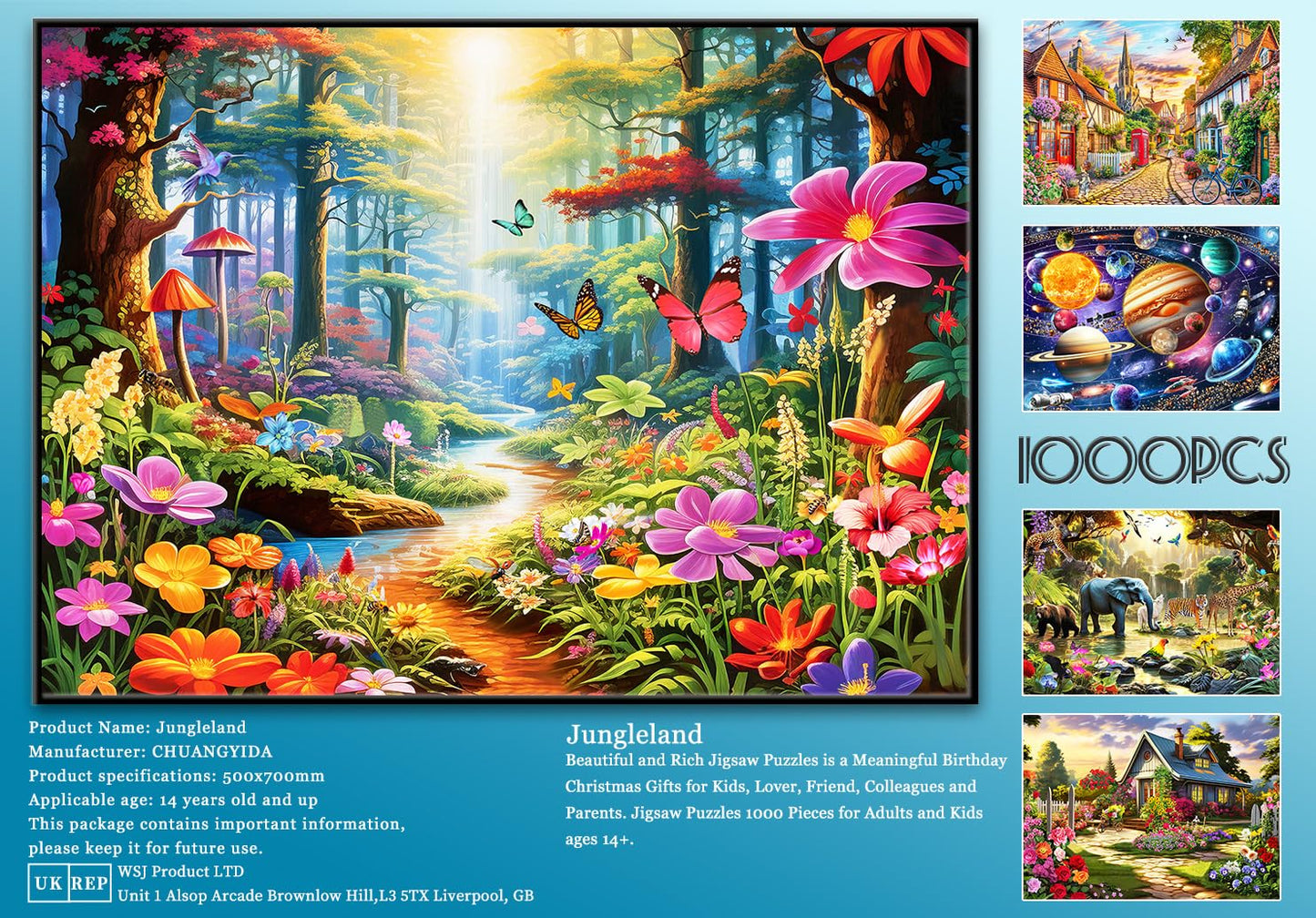 Jigsaw Puzzles for mature-themeds 1000 Piece Puzzle for mature-themeds 1000 Pieces Puzzle 1000 Pieces-Colorful Forests - Exotic Flowers and Plants