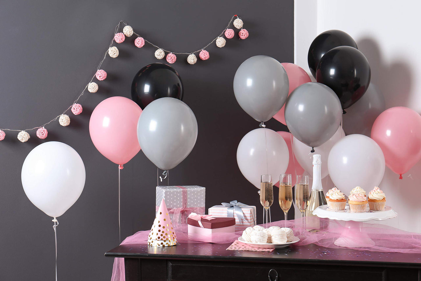 Treasures Gifted Solid White Balloons - Matte White Balloons For Party - Large White Balloons 12 Inch, White Latex Balloons - Bi