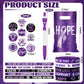 Supervitae 200 Pcs Purple Ribbon Awareness Accessories, Include 50 Purple Ribbon Gift Bags 50 Purple Awareness Wristband 50 Purp