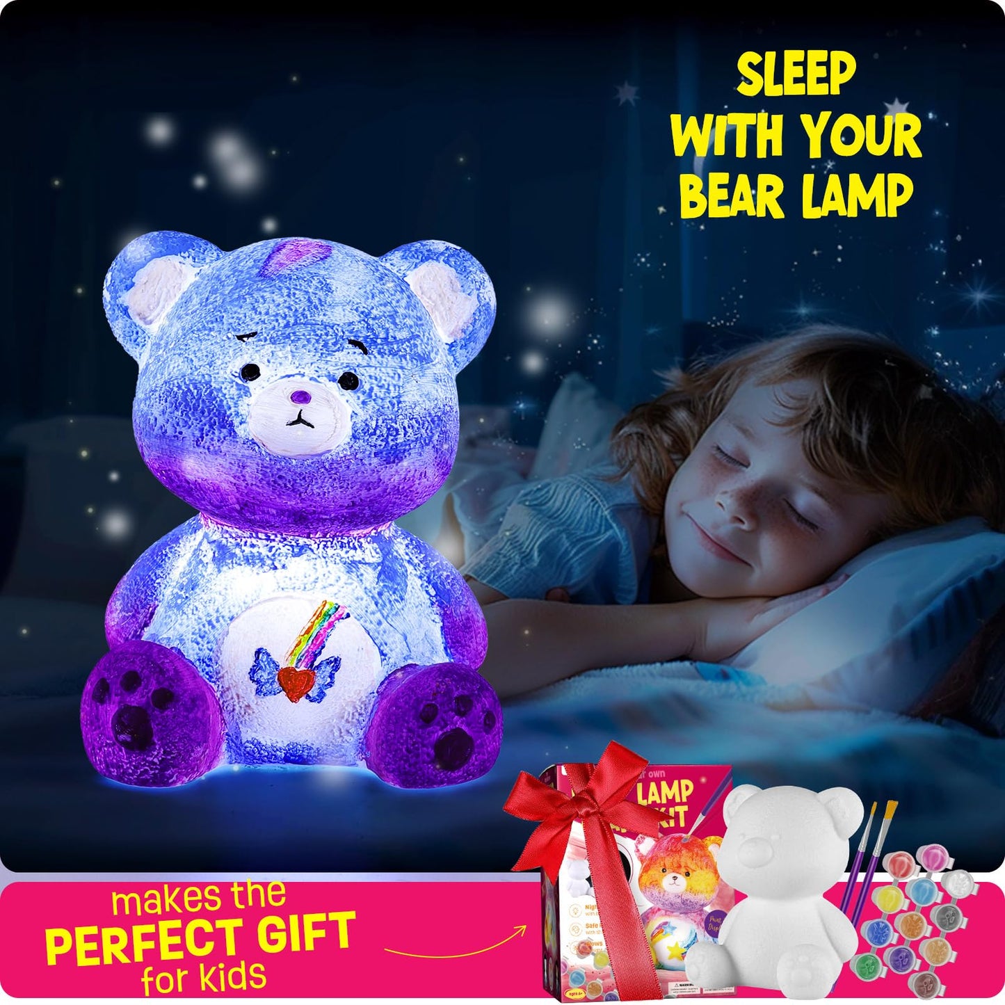 Laoese Paint Your Own Bear Lamp Kit, Art Supplies Arts & Crafts Kit, Painting Kit For Kids 6-12, Arts And Crafts For Kids Ages 8