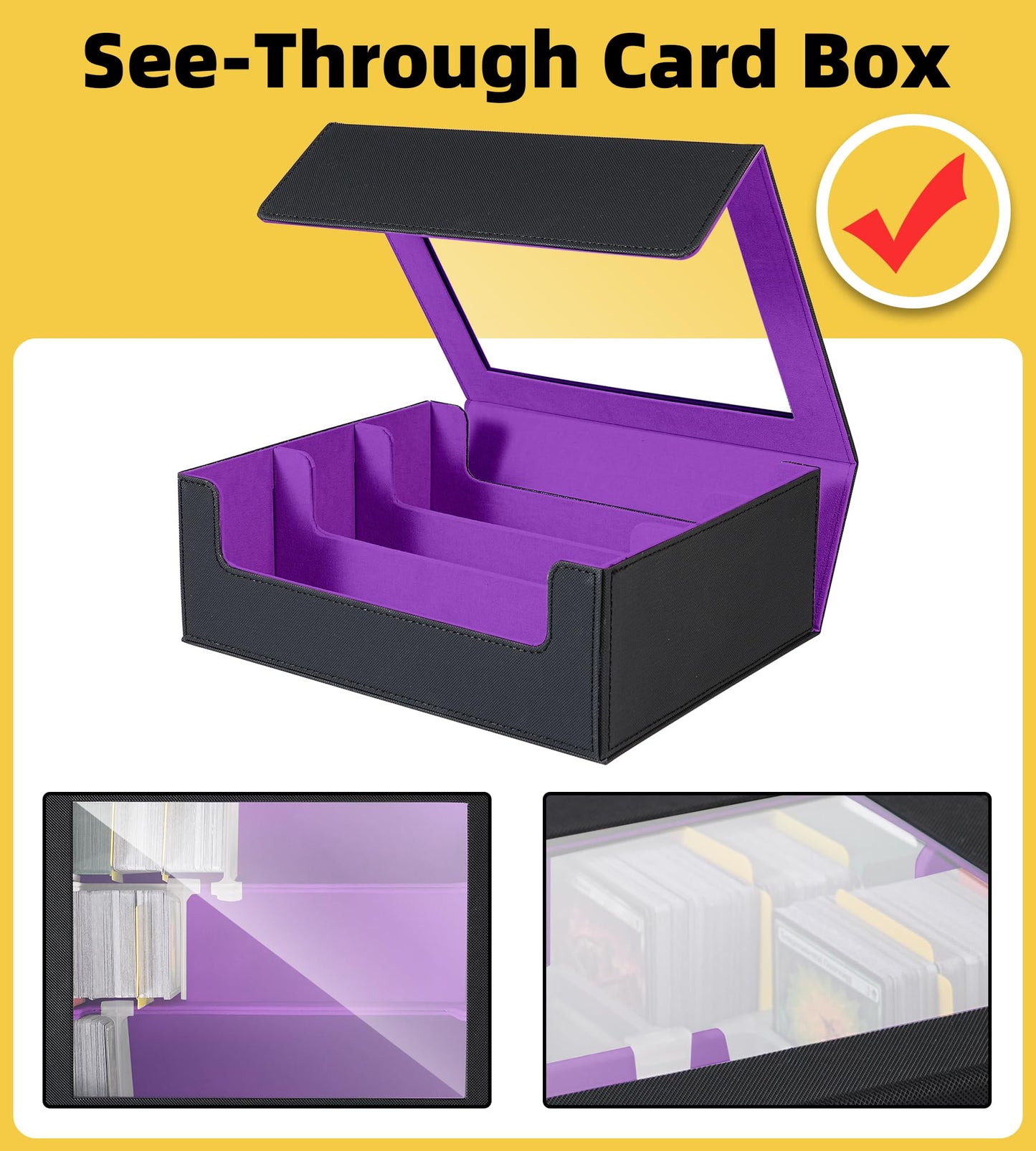 NEWLOOP Trading Card Storage Box - 2400+ Commander Card Deck Case with See-through Display Top for Magic the Gathering PKM YuGiO