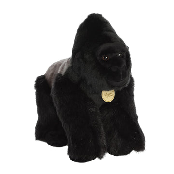 Aurora Realistic Miyoni Silverback Gorilla Stuffed Animal - Lifelike Detail - Cherished Companionship - Black 13 Inches