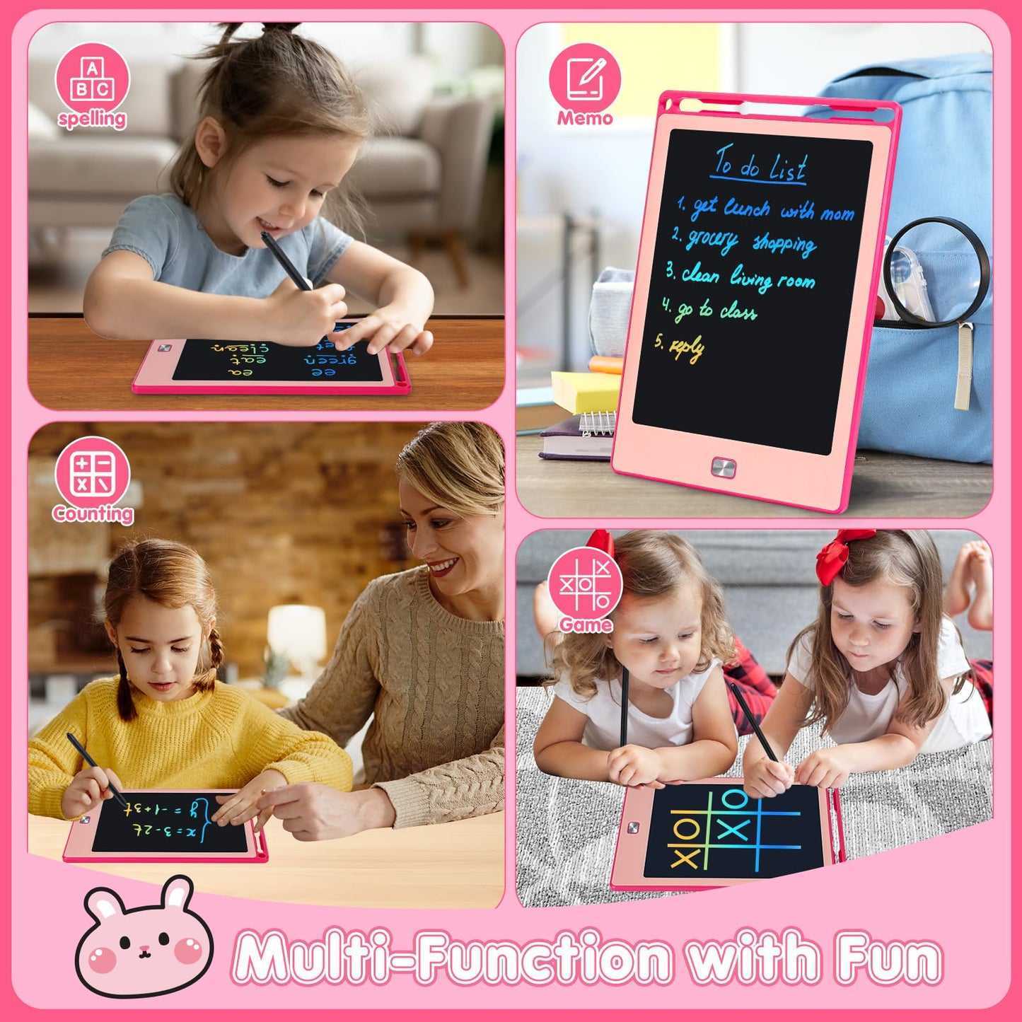 Kinayue 8.5 Inch LCD Writing Tablet for Kids, Reusable Doodle Drawing Board, Colorful Drawing Pad for Toddlers Educational Toys