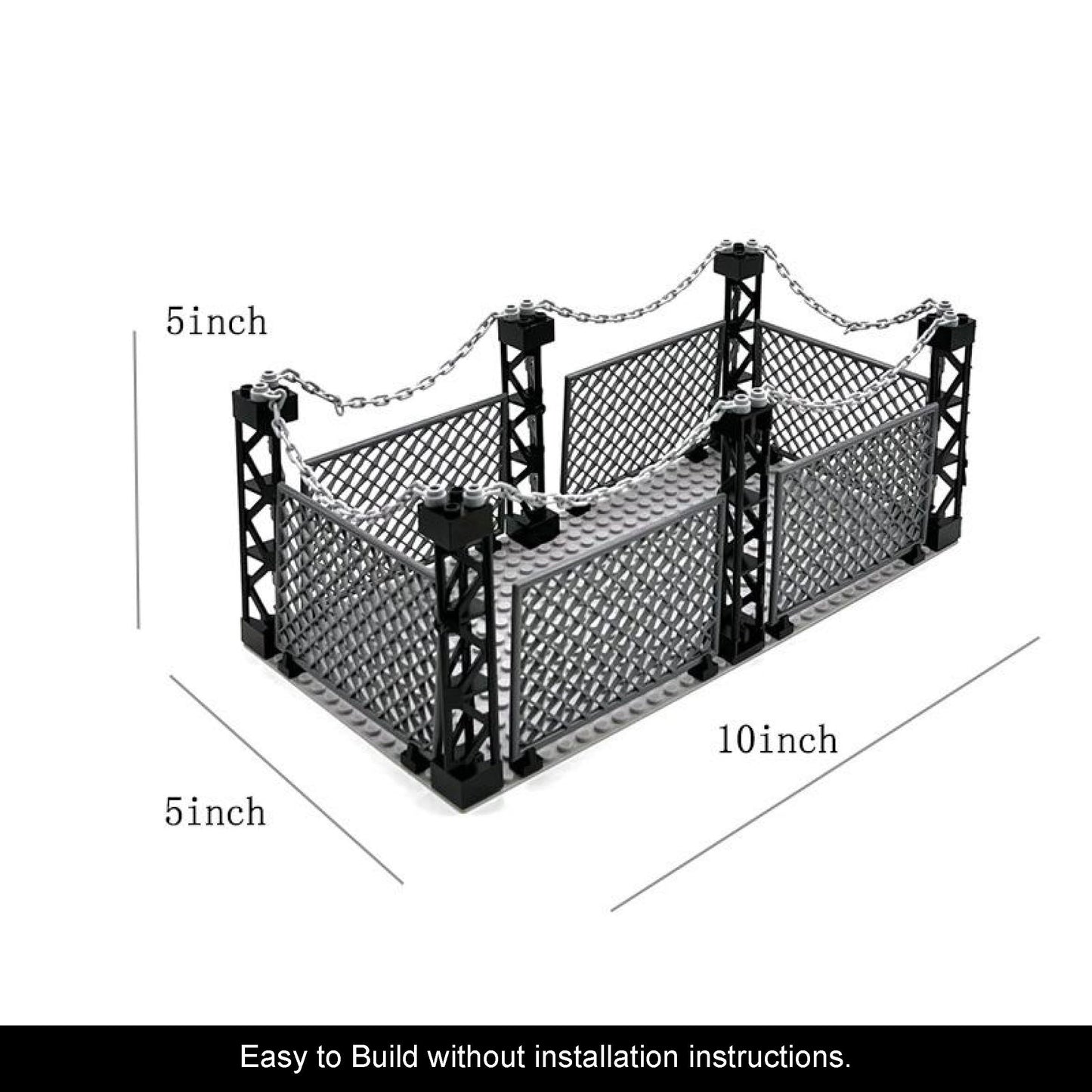 Safety Guardrail,Closed Cage Building Blocks Set,Compatible with Lego Jurassic World t rex ,Halloween Jail,WW2 Military and More