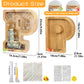 weallbuy Large Letter Piggy Bank for Kids Boys Girls Wooden Personalized Piggy Banks A-Z with Target Area Clear Alphabet Banknote Coin Banks for Gift Decoration Baptism (P)